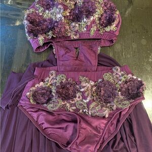 Glamour Purple Kids Dress with Floral Accents